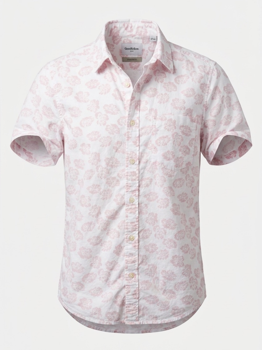 Goodfellow & Co Men’s Short-Sleeve Pink Floral Button-Up Shirt